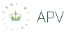 APV logo with green crown design